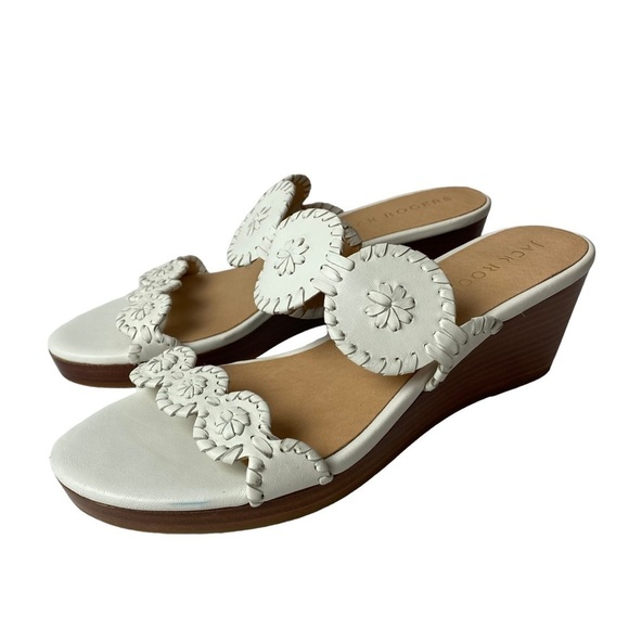 Jack Rogers women’s wedge heels white leather size 10 M - Picture 1 of 11